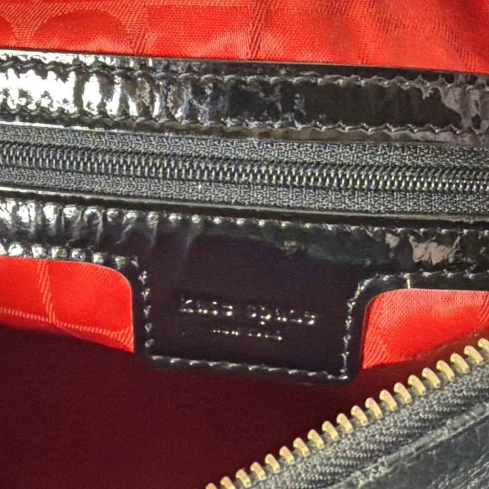 Vintage Kate Spade Shoulder Bag Black Genuine Leather Purse Patent Leather